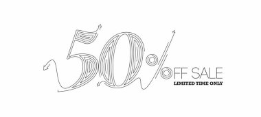 % 50 indirimli indirimli bayrak. İndirimli fiyat etiketi. Vektör Modern Yapıştırma İllüstrasyonu.