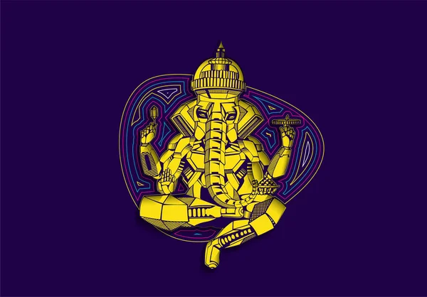 Wielokąt Styl Wektor Słoń Bóg Ganesha Ilustracja Happy Ganesh Chaturthi — Wektor stockowy