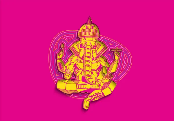 Polígono Estilo Vector Elefante Dios Ganesha Ilustración Happy Ganesh Chaturthi — Vector de stock