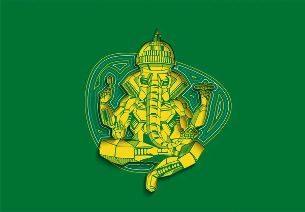 Polygon Style Vektor Elefant Gott Ganesha Illustration Des Glücklichen Ganesh — Stockvektor