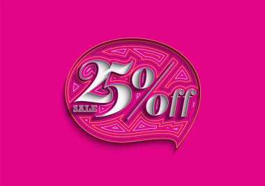 % 25 indirimli indirimli bayrak. İndirimli fiyat etiketi. Vektör Modern Yapıştırma İllüstrasyonu.