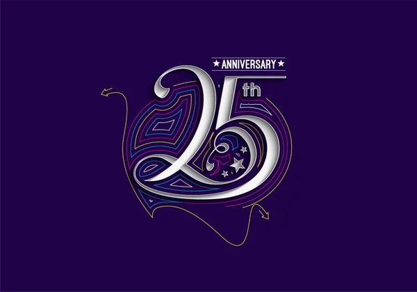 25Th Years Anniversary Celebration Typography Vector Design — Stock Vector
