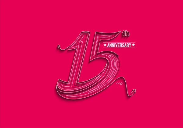 15º Aniversario Celebración Tipografía Diseño Vectorial — Vector de stock