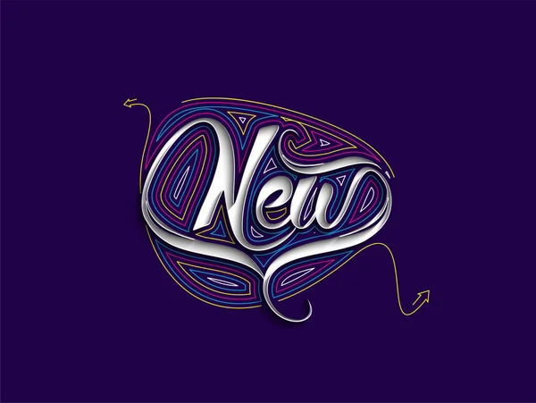 New Calligraphic Flat Line Style Text Vector Illustration Design — 스톡 벡터