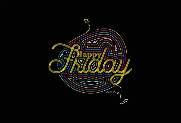 Happy Friday Calligraphic Style Tekst Winkelen Poster Vector Illustratie Ontwerp — Stockvector