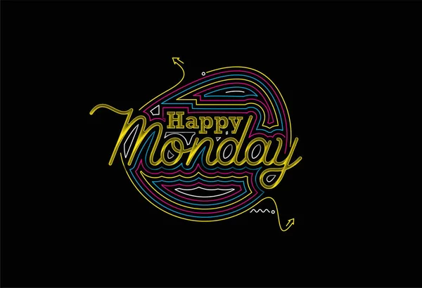 Happy Monday Calligraphic Style Tekst Winkelen Poster Vector Illustratie Ontwerp — Stockvector