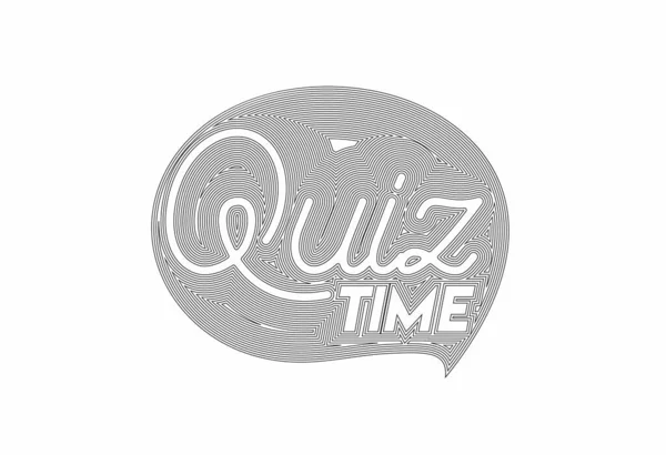 Quiz Tiempo Caligrafía Línea Arte Texto Compras Cartel Vector Ilustración — Archivo Imágenes Vectoriales