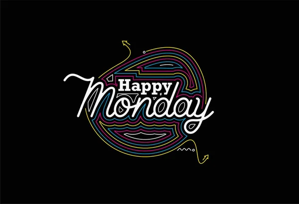 Happy Monday Calligraphic Style Text Shopping Poster Illustration Design — 스톡 벡터