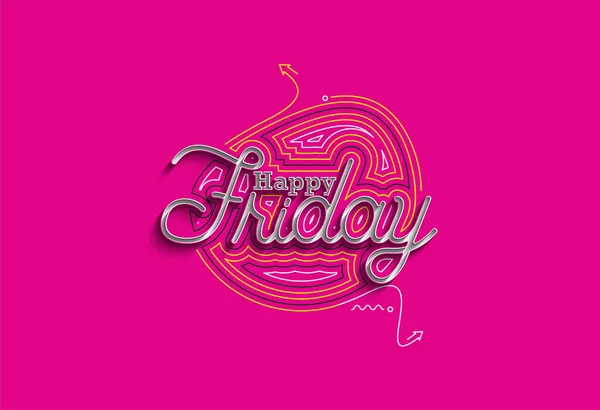Happy Friday Calligraphic Style Text Shopping Poster Illustration Design — 스톡 벡터