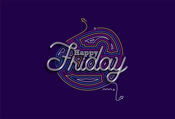 Happy Friday Calligraphic Style Text Shopping Poster Illustration Design — 스톡 벡터