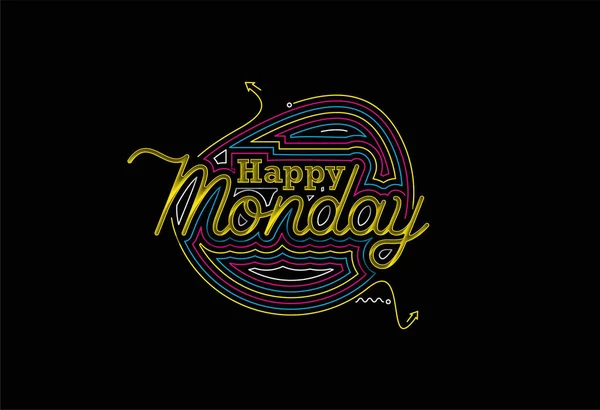 Happy Monday Calligraphic Style Text Shopping Poster Illustration Design — 스톡 벡터