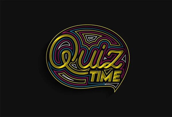 Quiz Time Calligraphic Line Art Text Shopping Poster Vector Illustration — Stock Vector