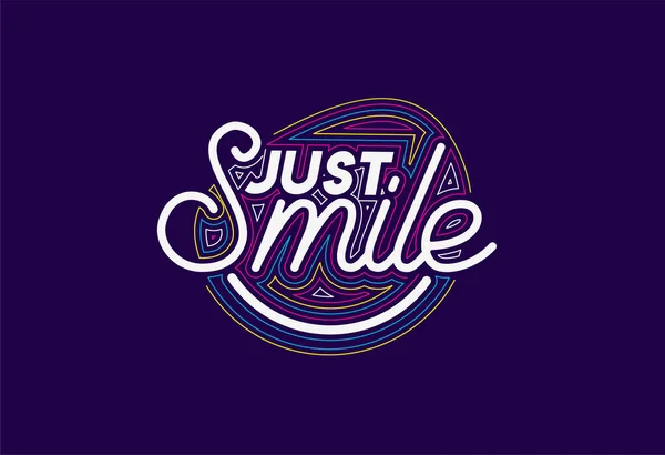 Just Smile Calligraphic Line Art Text Shopping Poster Vector Illustration — Stock Vector