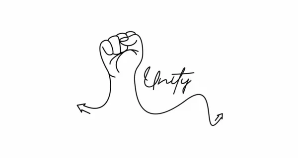 Hand Mit Einheit Kalligrafische Linienkunst Text Einkaufen Plakatvektor Illustration Design — Stockvektor