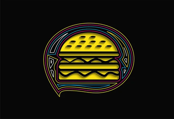 Burger Concept Restauration Rapide Illustration Line Art Vector — Image vectorielle