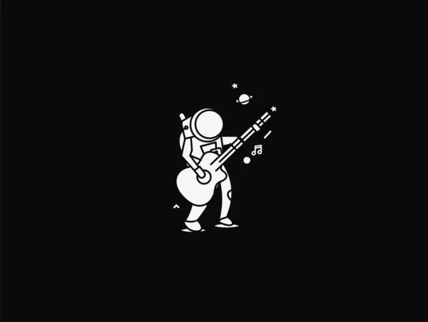 Astronauta Tocar Guitarra Desenho Mão Ilustração Vetor Esboço — Vetor de Stock