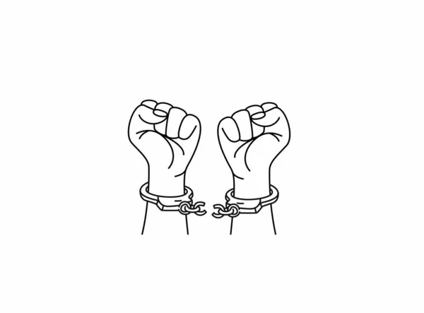 Broken Handcuff Freedom Concept Illustrazione Vettoriale Schizzo Disegnato Mano — Vettoriale Stock