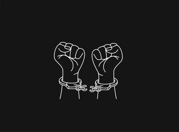 Broken Handcuff Freedom Concept Illustrazione Vettoriale Schizzo Disegnato Mano — Vettoriale Stock