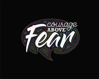 Korku Hattının Üzerinde Cesaret Sanat Metin Posteri tasarımı.