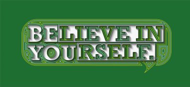 Kişisel Hattatsal Satır Sanatına inan Metin Metin taşıyıcı illüstrasyon tasarımı.