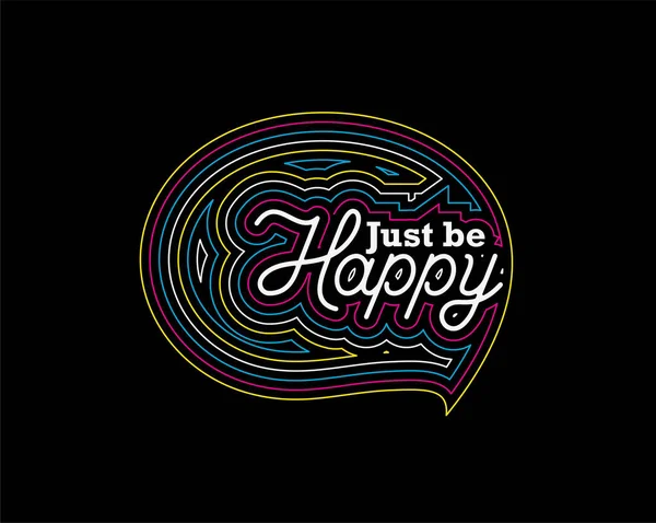 Just Happy Calligraphic Line Art Text Poster Vector Illustration Design — 스톡 벡터