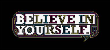 Kişisel Hattatsal Satır Sanatına inan Metin Metin taşıyıcı illüstrasyon tasarımı.