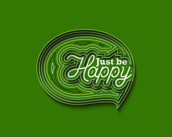 Just Happy Calligraphic Line Art Text Poster Vector Illustration Design — 스톡 벡터