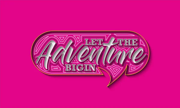 Let Adventure Bigin Calligraphic Line Art Text Poster Vector Illustration — 스톡 벡터