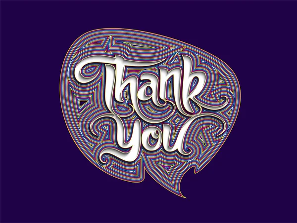 Thank You Calligraphic Flat Line Style Text Vector Illustration Design — Stockový vektor