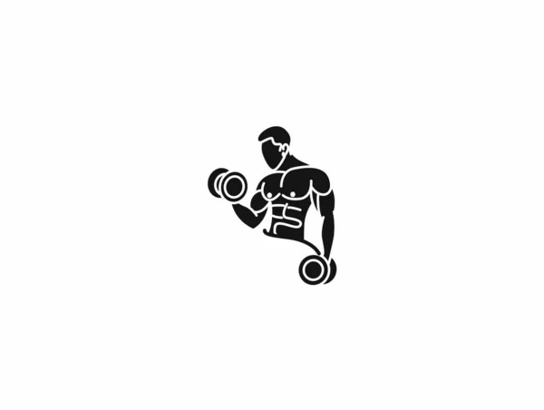 Atletische Mannen Die Rugspieren Oppompen Workout Gym Bodybuilding Silhouette Design — Stockvector