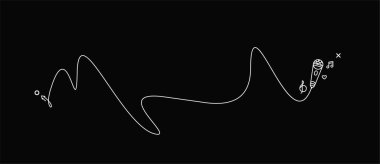 Gazetecilik sembolü olarak mikrofon ve kayıt cihazlarının çizimi.