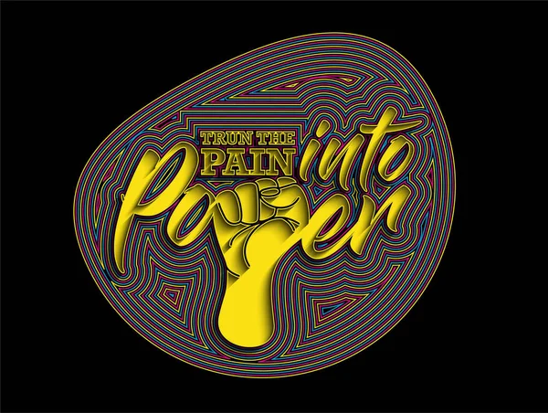 Trun Pain Power Calligraphic Line Art Texto Shopping Poster Vector —  Vetores de Stock