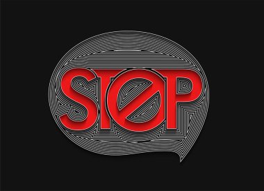 Kaligrafik satır sanatını durdur Metin Alış veriş poster çizimi çizimi tasarımı.