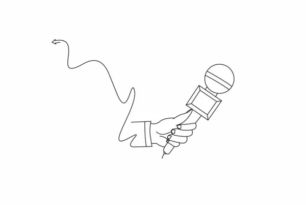 Live Nieuwssjabloon Met Microfoon Journalistiek Concept Line Art Vector Illustratie — Stockvector