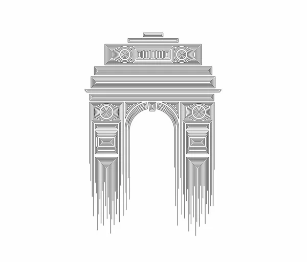 Ворота Индии Нью Дели Триумфальная Арка Военный Мемориал 1920 Годов — стоковый вектор
