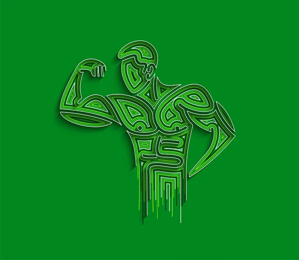 Bodybuilding Sport Und Aktivität Linienkunst Zeichnung Vektor Illustration — Stockvektor