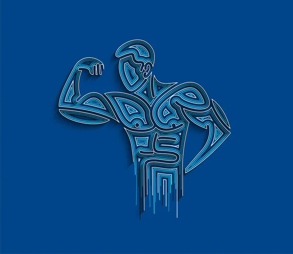 Musculação Esporte Atividade Line Art Drawing Vector Illustration — Vetor de Stock