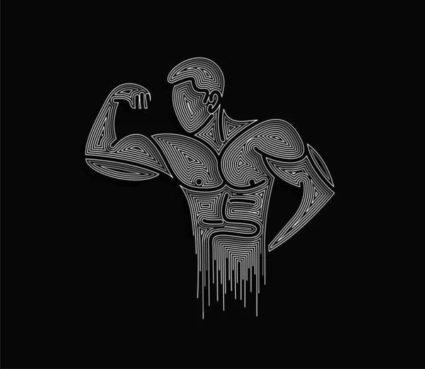 Musculação Esporte Atividade Line Art Drawing Vector Illustration —  Vetores de Stock