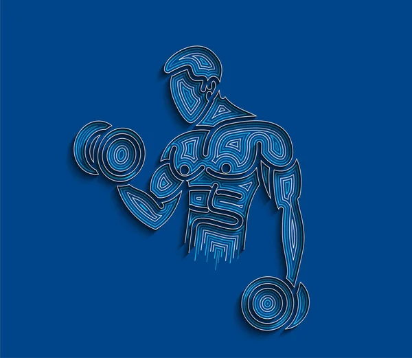 运动员抽提背部肌肉体操馆健美运动 线艺术设计图例 — 图库矢量图片