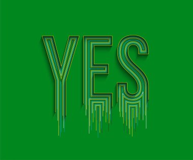 Evet Kaligrafik Satır Sanatı Metin Vektörü Çizimi Tasarımı.