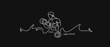 Vücut geliştirme Spor ve Aktivite Çizimi, Vektör İllüstrasyonu