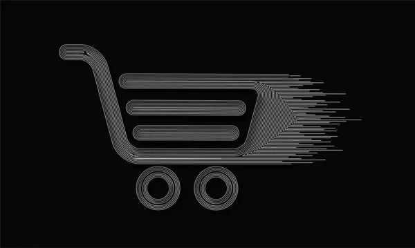 ショッピングカートのアイコンアート抽象的なフラットカラフルなラインパターンベクトルイラスト — ストックベクタ