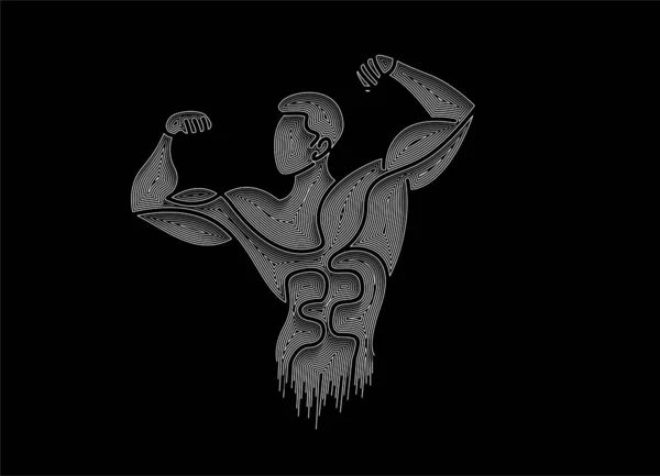 Bodybuilding Sport Activity Line Art Drawing Vector Illustration — Stock Vector