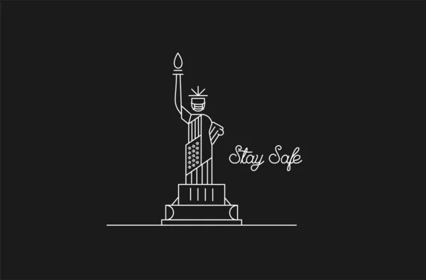 Statua Statua Della Libertà Degli Stati Uniti Stay Safe Patriotic — Vettoriale Stock