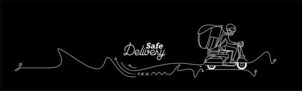 Delivery Boy Ride Roller Szállítási Szolgáltatás Safe Order Fast Shipping — Stock Vector