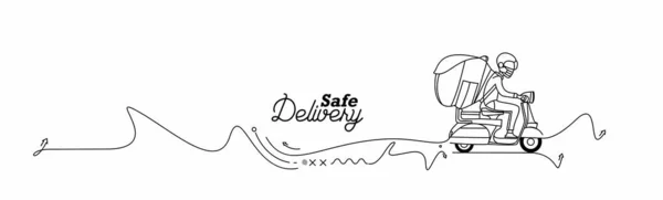 Продюсер Сервіс Доставки Скутерів Safe Order Fast Shipping Flat Line — стоковий вектор