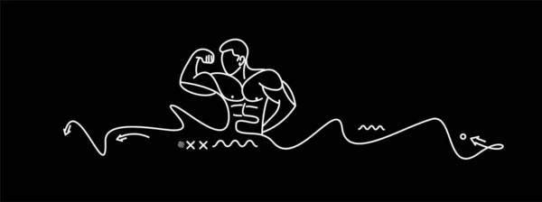 Bodybuilding Sport Aktivitás Line Art Rajz Vektor Illusztráció — Stock Vector