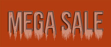 Mega Satış Hattı Sanat Metin Alış veriş poster çizimi tasarımı.