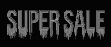 Süper Satış Hattı Sanat Metin Alış veriş poster çizimi tasarımı.