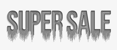 Süper Satış Hattı Sanat Metin Alış veriş poster çizimi tasarımı.